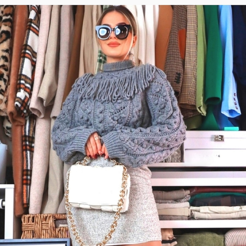 Zara fringed knit sweater